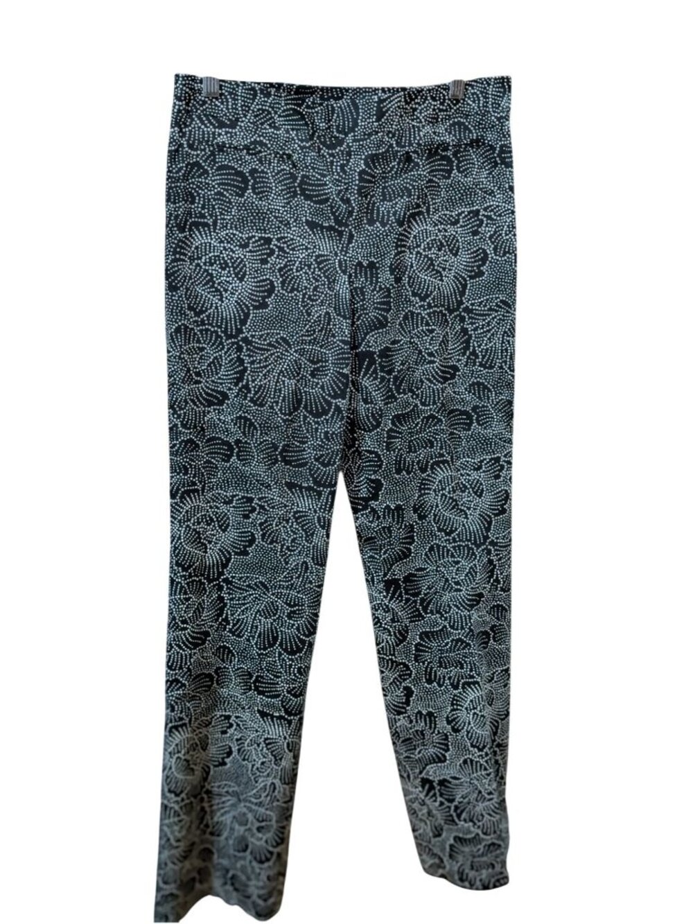 Sigrid Olsen Black & White Floral Slim Fit Pants Size 8 Cotton Blend Size 8